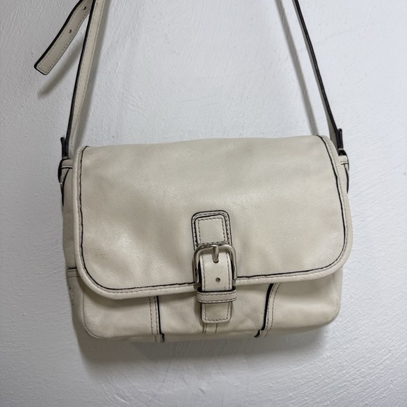 Coach Handbags - COACH HADLEY Small White Leather Buckle-Trim Field Bag Crossbody F29763